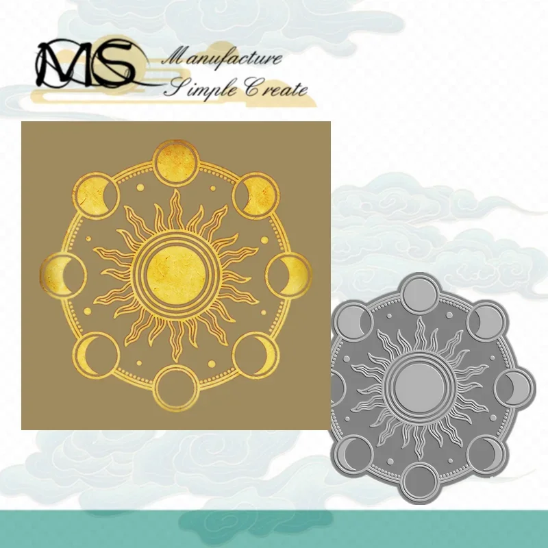 Sun Hot Foil Plate Lightning Moon Birthday Star Cosmic Background Frames Card Craft Metal Cutting Dies Scrapbooking No Embossing