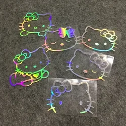 1pc Hello Kitty Car Stickers Rear Windshield Reflective Colorful Laser Diy Sanrios Decal Waterproof Electric Motorcycle Decor