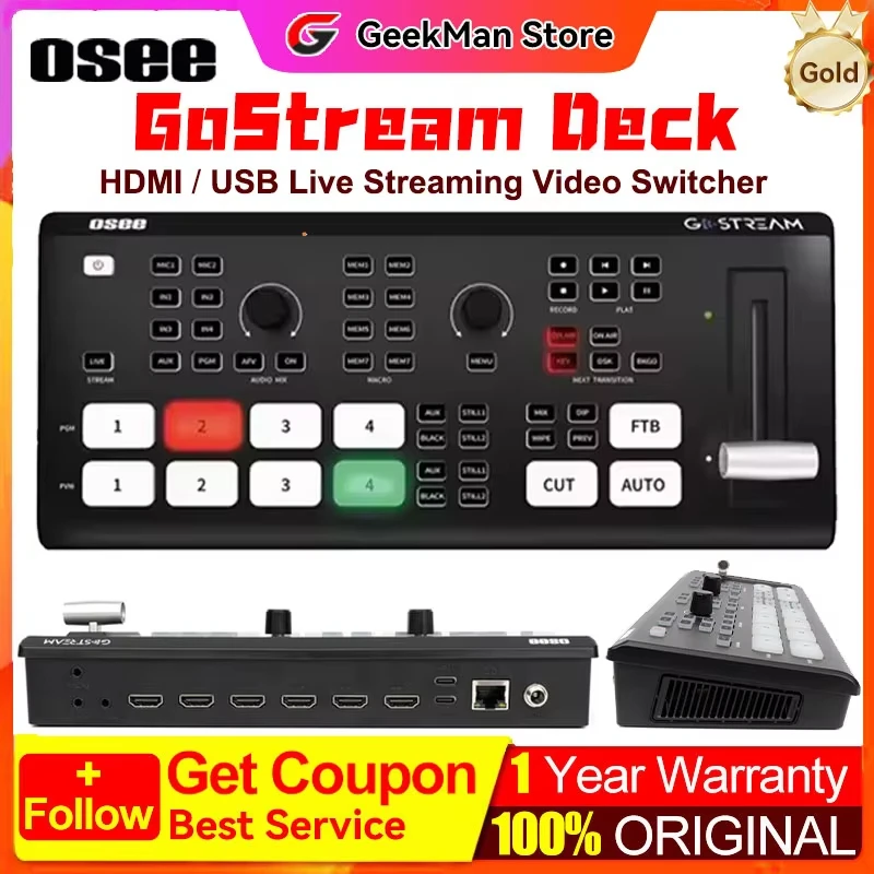 Osee GoStream Deck HDMI- USB2.0 Video Mixer Switcher Capture Card Box مع NDI محول الفيديو القابل للتحديث خلاط للبث المباشر