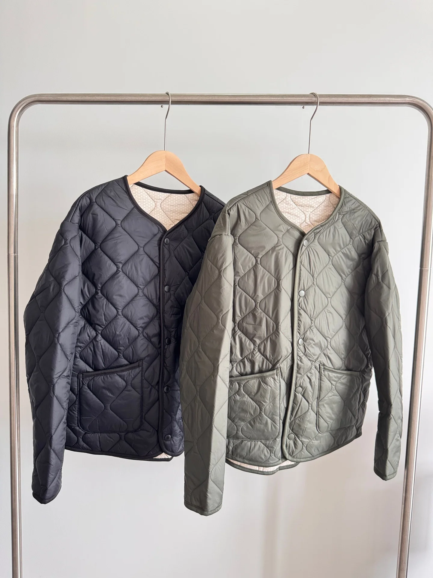 

00 Wool Tee-Proof round Ne Cotton Jaet Inner Autumn Winter Diamond Pattern Quilted Cotton Coat for Casual Wear