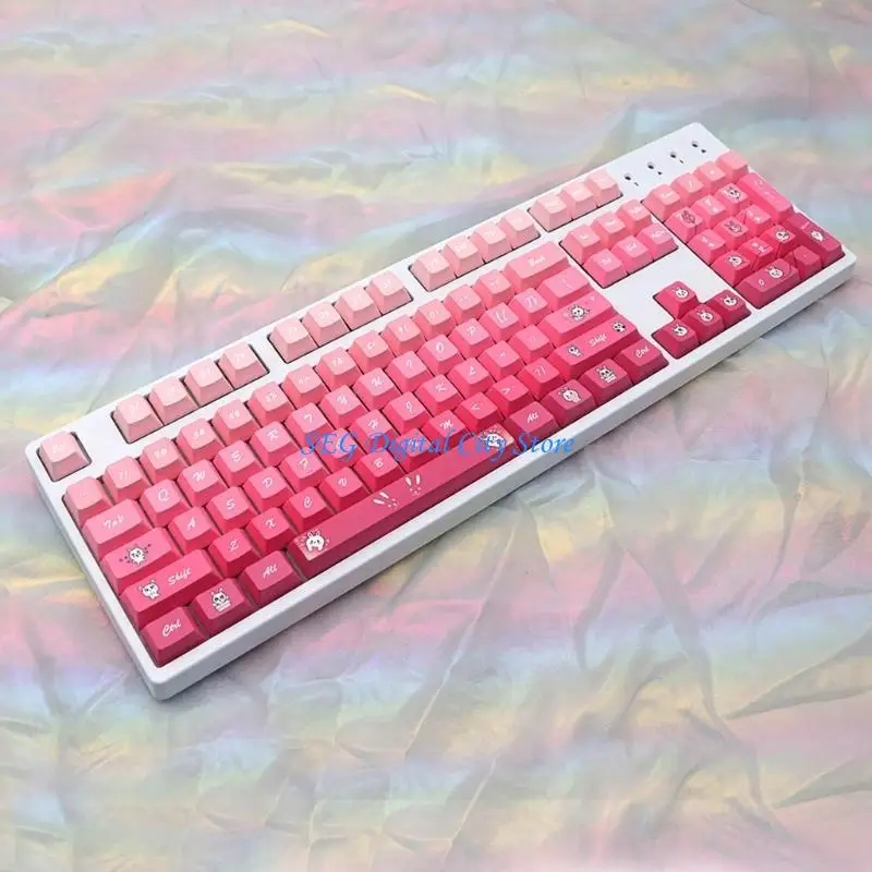 u75b سميكة PBT Dye-Sub Keycaps 136 Keys Keycap Pink لـ 61/68/75/84/980 #1