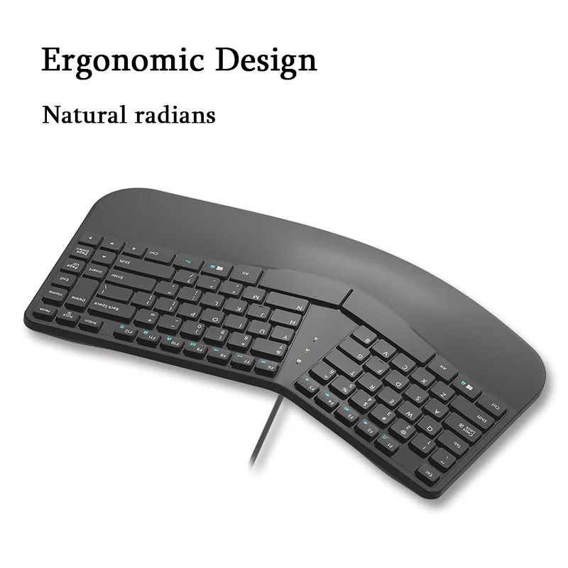 CHYI Wired Ergonomic Keyboard USB Gaming Split Keyboard With Wrist Rest For Computer Notebook Desktop Laptop PC Office Home