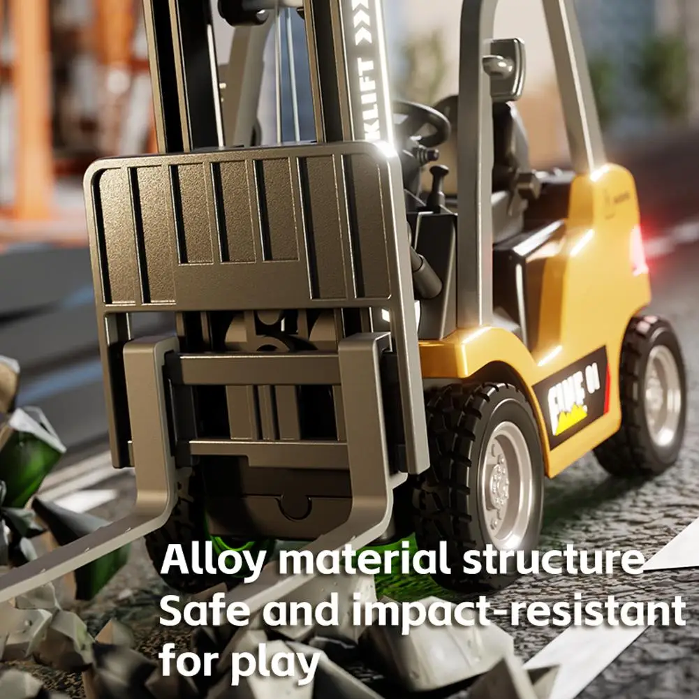 슈퍼 미니 RC 카 포크리프트 1:64 데스크탑 미니 합금 블루투스 리모컨 엔지니어링 차량 소리 모방 어린이 장난감