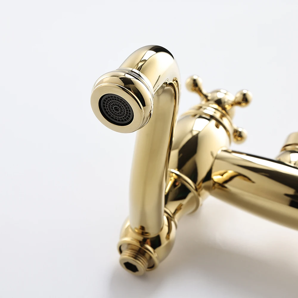 New Design Simply Wall Mounted Mixer Shower Bathtub Faucet With Handheld Shower Head Gold Waterfall Shower Set