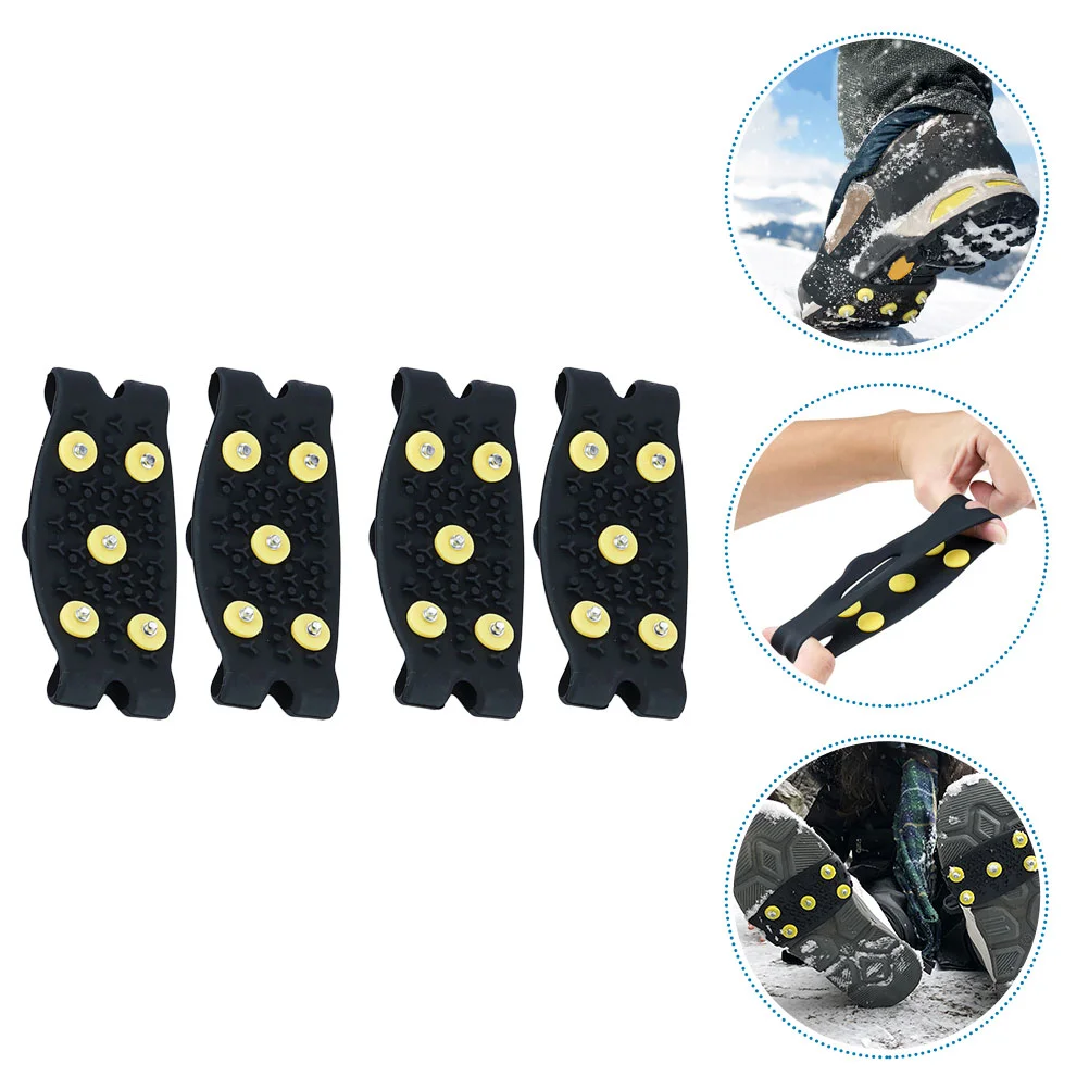 2 pares de zapatos de escalada para niños, cubiertas antideslizantes, pinzas de hielo para montañismo, Crampones negros antideslizantes para niños