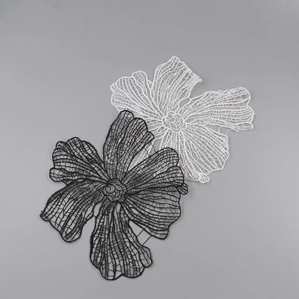 Exquisite Lace Fabric Flower Applique Handmade DIY Crafts Cloth Patch White Black Cloth Applique Dressmaking