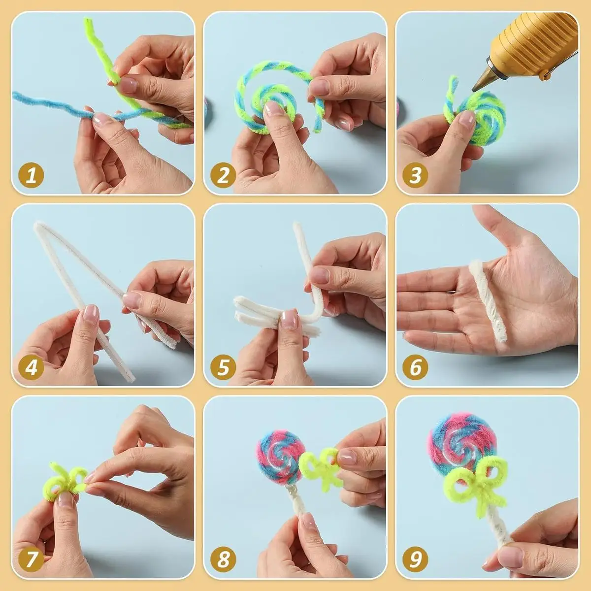 400 Stück Pfeifenreiniger in 20 Farben, Kreative Bastelstäbchen, DIY Pfeifenreiniger für Heimwerker, Kunst und Handwerk, Dekorationsbedarf – Detail 11