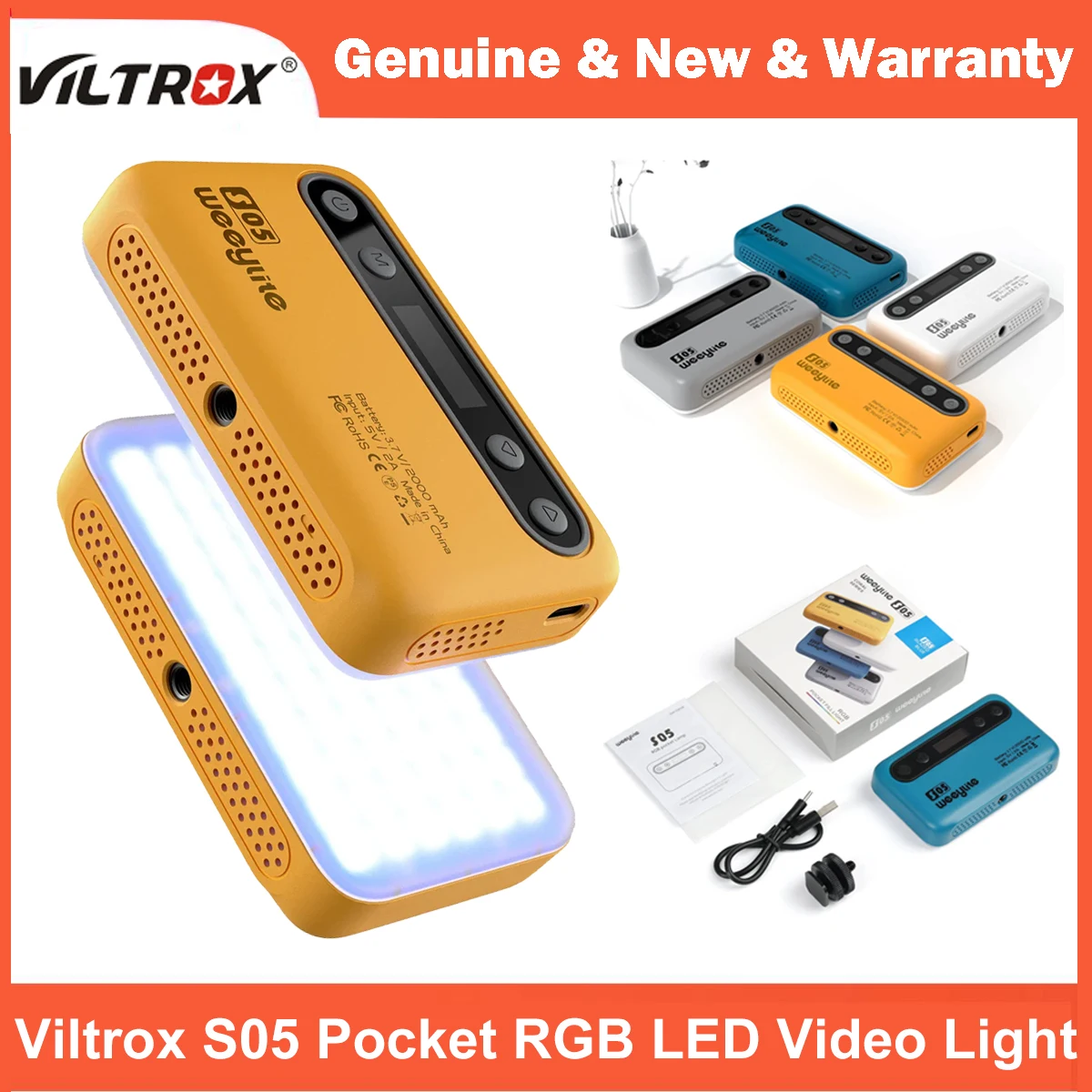 

Viltrox Weeylite S05 Карманный светодиодный светильник RGB для видеосъемки, 2800K-6800K, управление через приложение, портативный заполняющий свет для видеоблогов/прямой трансляции/фото
