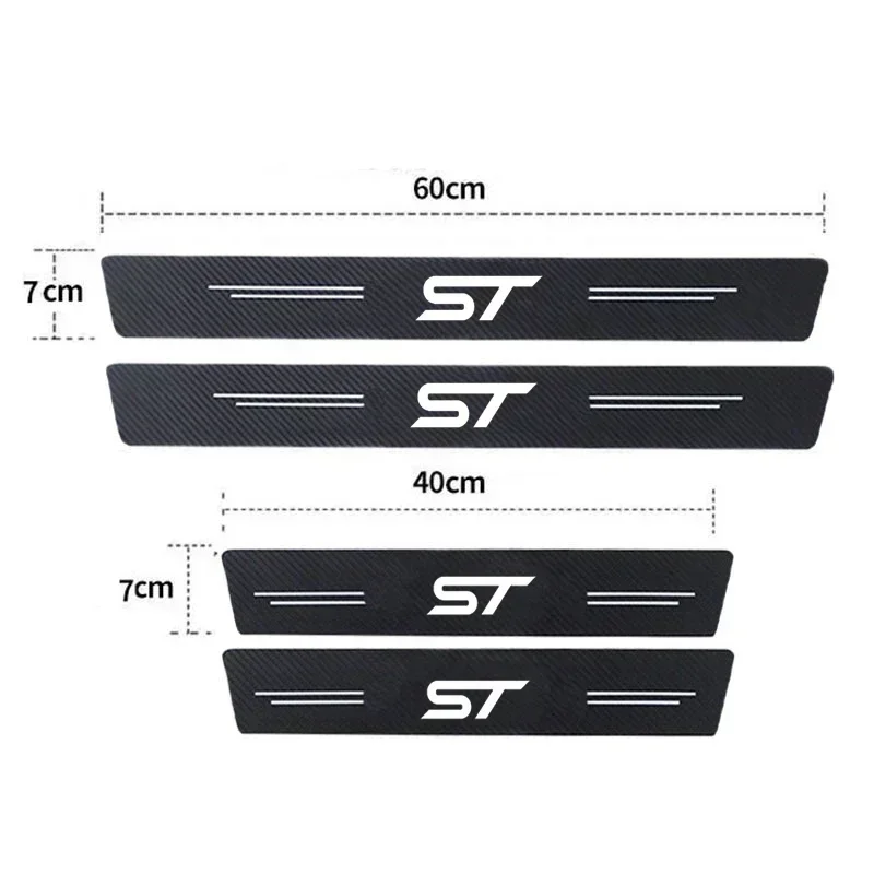 Luminous Car Door Sill Protector Rear Trunk Bumper Threshold Stickers For ST Badge Focus F150 Fusion Escape Fiesta Mondeo