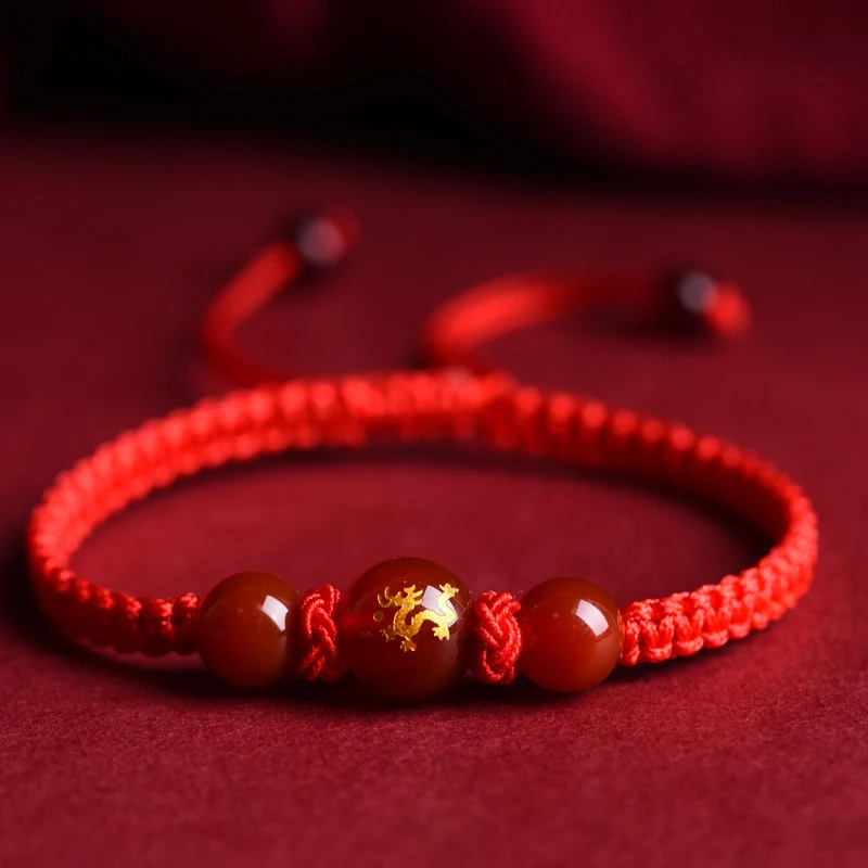 2024 Fashion Dragon Year Lucky Red Rope Bracelet For Women Female Chinese Style Pixiu Braided Bracelet Near Year Jewelry Gifts