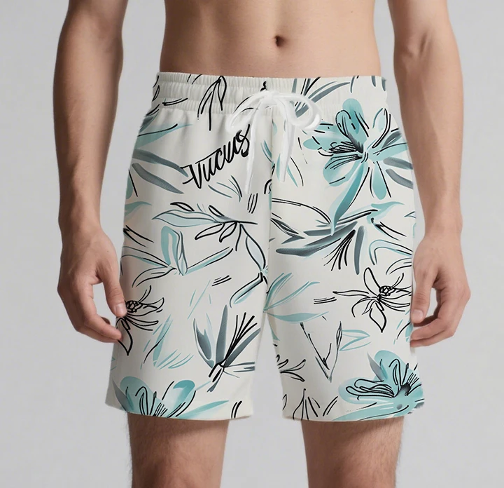 

Nordic style men's Hawaiian floral shorts,lightweight breathable beach pants,machine washable,couple's outfit,limited discount