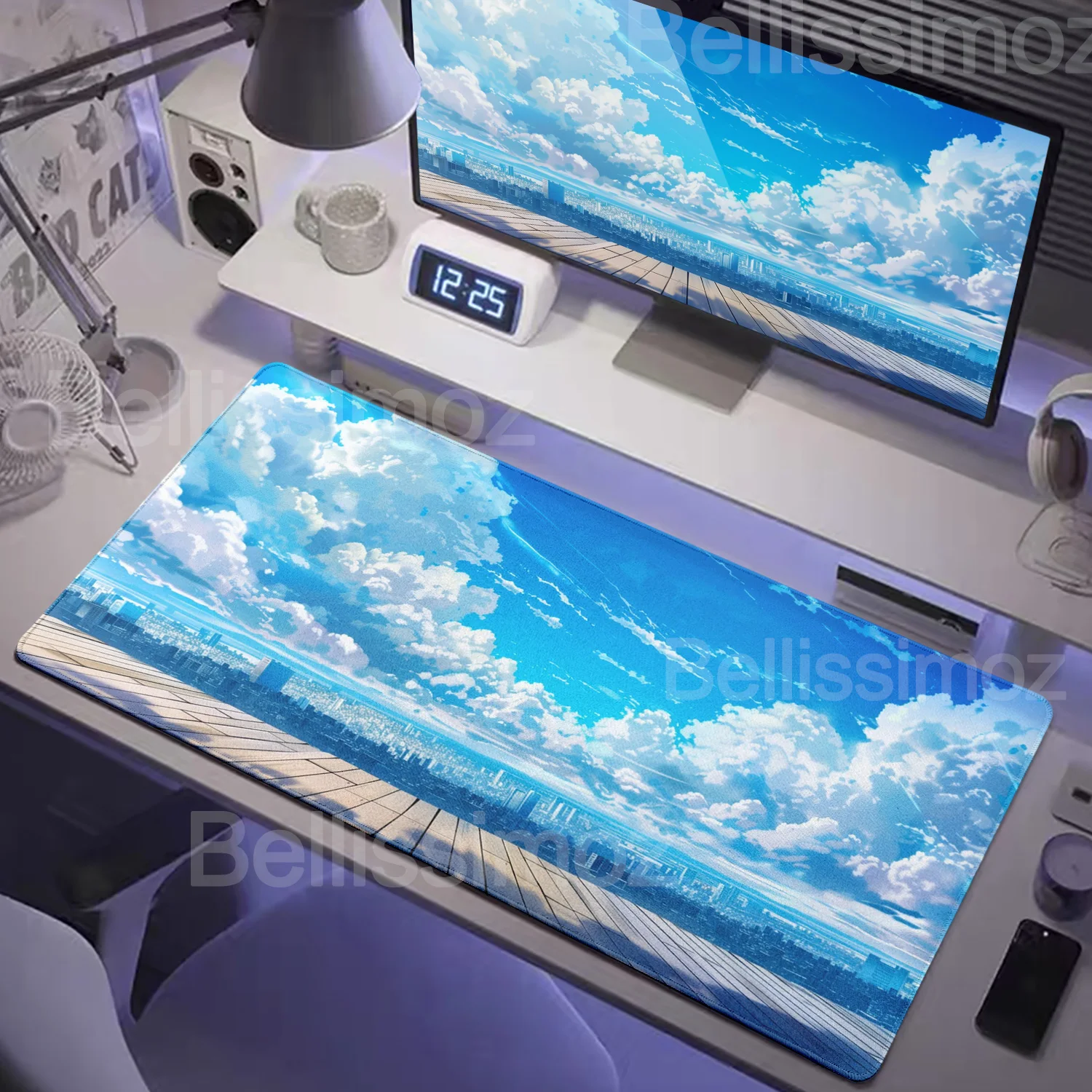 

Large Size Cartoon Mousepad 900x400mm White Clouds Deskmat XXL Kawaii Non-slip Mouse Pad Cute Mice Rugs Clean Table Keyboard Mat