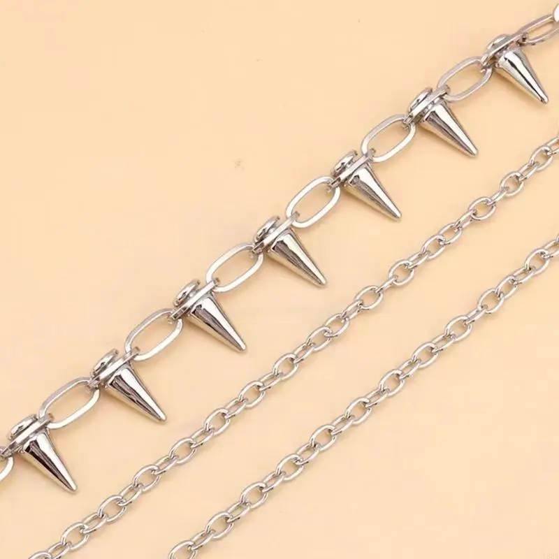 Y88A Bold Punk Practical Metal Chain With Safety Lock For Pants Jackets And Accessories Practical Metallic Trim