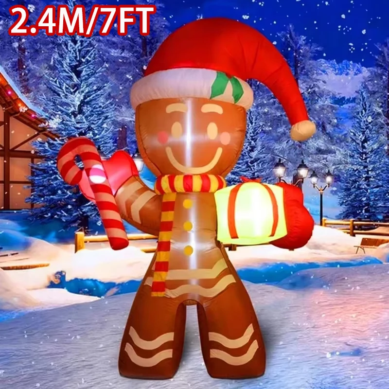 

1pc Christmas Decoration Inflatable Toys With LED Gingerbread Man Festival Party Garden Decor Outdoor Inflatable model