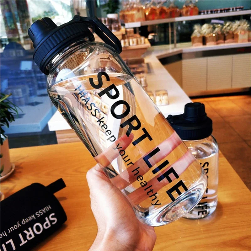 700ml/1000ml Large Capacity Portable Sport Glass Water Bottle with Filter and Cup Sleeve Drinkware for Workout Outdoors