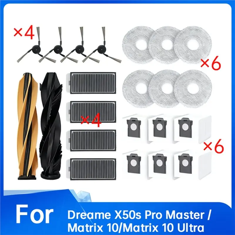 ملحقات كنس M04K 22 قطعة لـ Dreame X50s Pro Master/For Matrix 10/For Matrix 10 فرشاة جانبية فائقة الرئيسي مرشح ممسحة الغبار Ba #6