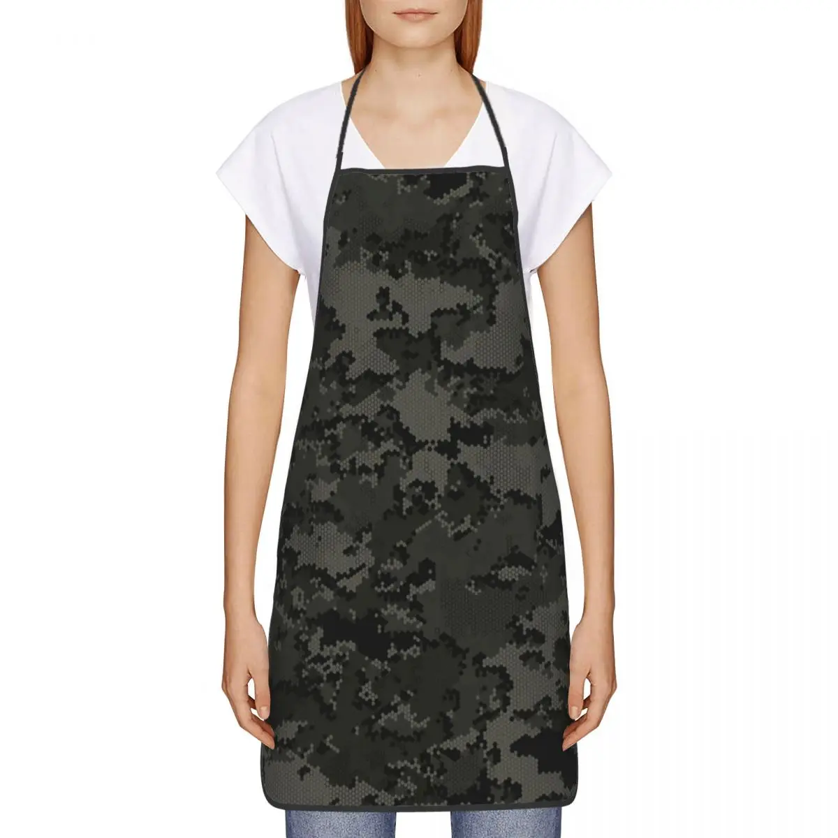 Unisex Blackout Alpha Zulu Camouflage Apron Adult Women Men Chef Tablier Cuisine for Kitchen Cooking Army Military Camo Baking