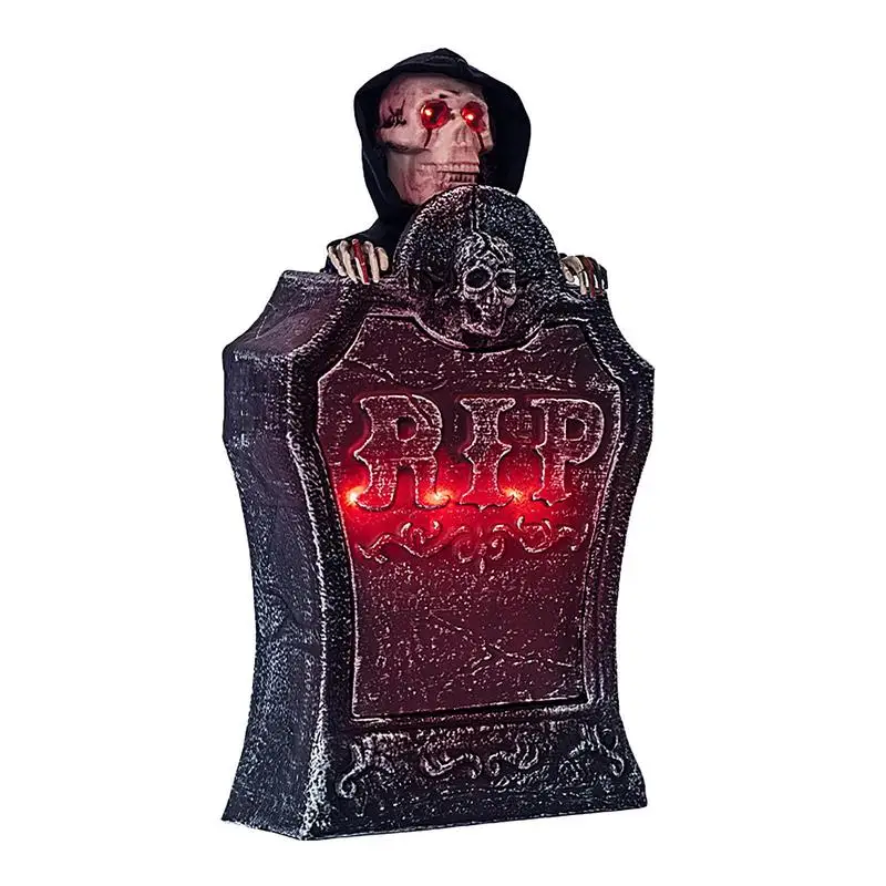 

Tombstone With Glowing Eyes Lifting Glowing Skull Graveyard Decoration For Halloween Spooky Scary Halloween Decor Graveyard