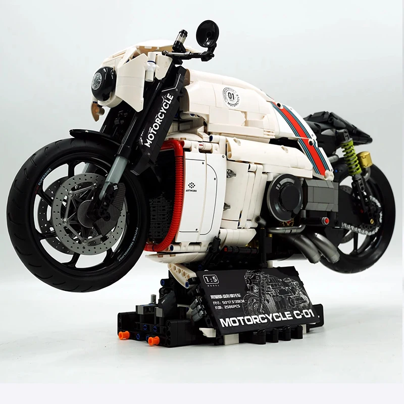 Blocs de construction de Robot Lotus C-01 60520 modèle de moto 2 en 1, assemblage technique de moto 1:5, jouet de bricolage pour enfants, cadeaux de noël