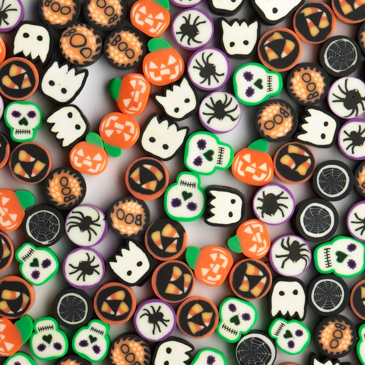 10mm Halloween Soft Pottery, Skeleton Pumpkin, Mixed with Various Patterns, DIY Loose Beads, Accessories, Jewelry, Decorations,