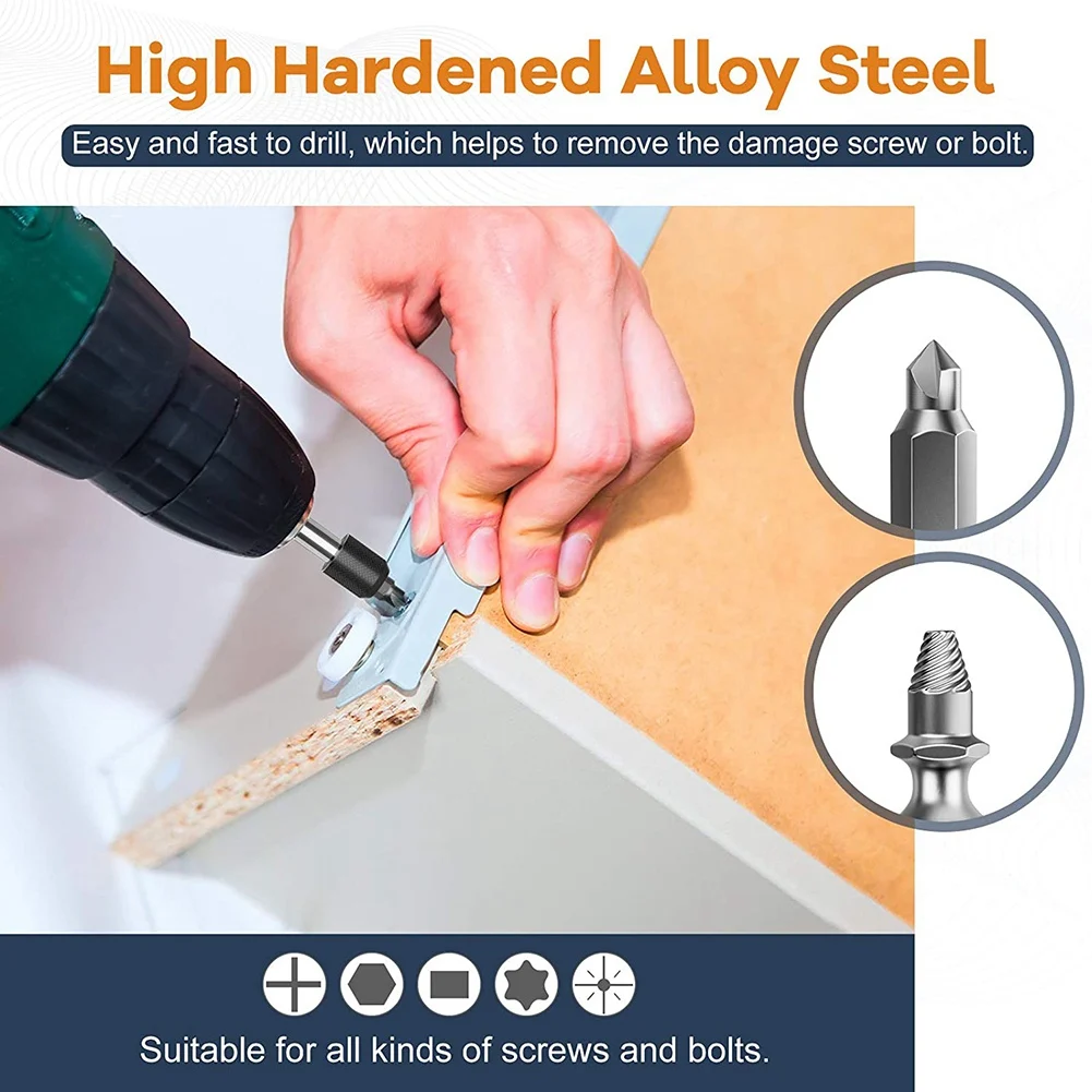 Quality Damaged Screw Extractor Set,22 PCS Stripped Screw Extractor Kit, HSS Broken Screw Remover Set with Bit & Socket Adapter