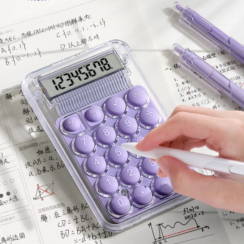 

Мини-версия, бесшумный калькулятор, обучающий вспомогательный маленький портативный прозрачный калькулятор, школьные принадлежности, канцелярские принадлежности для студентов