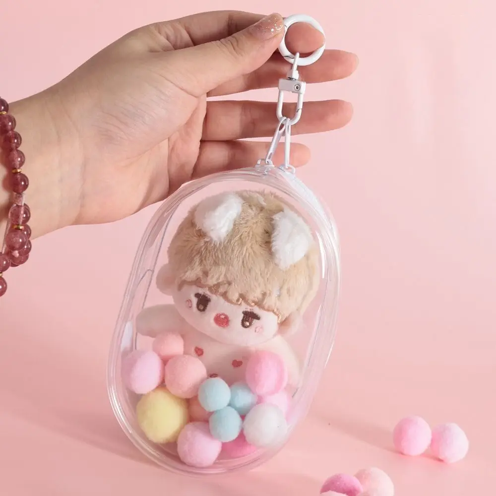 10cm Doll Clear Outdoor Doll Bag Multicolor Backpack Lanyard Doll Thicken Storage Pouch Clear Bags Transparent