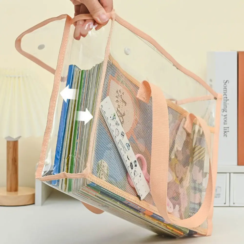 

Large Capacity Test Paper Storage Bag Transparent PVC Handheld File Folder Durable Office Supplies Document Bag Student Exam