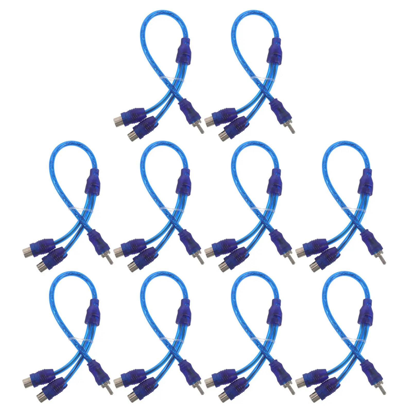 10Pcs Rca Y Splitter Cable 1 Male 2 Female 12.8 Inch High Purity Copper Core Gold Plated Connectors for Car Audio System
