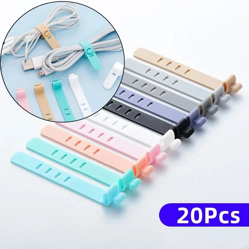 Mobile Phone Cable Winder Earphone Clip Charger Cord Organizer Management Silicone Wire Cord Fixer Holder Cable Belt