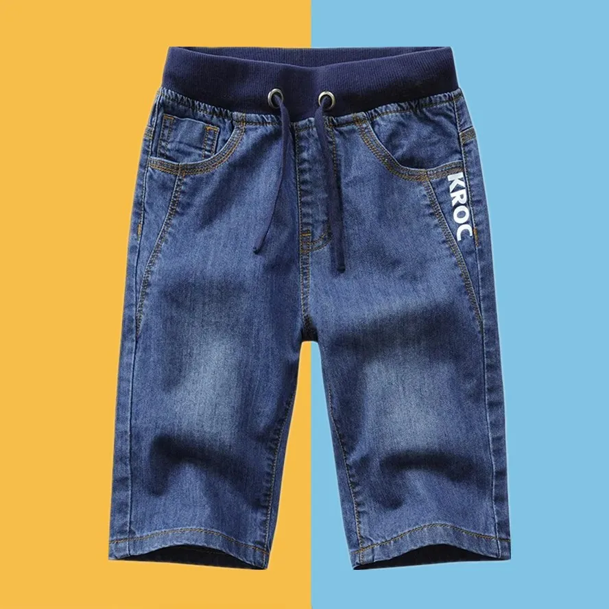 

Boys Jean Shorts 2024 Summer Brand Design Printing Letter Stripe Plaid Kids Denim Shorts For Teen Boys 2-13Years Wear