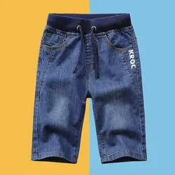 Boys Jean Shorts 2024 Summer Brand Design Printing Letter Stripe Plaid Kids Denim Shorts For Teen Boys 2-13Years Wear
