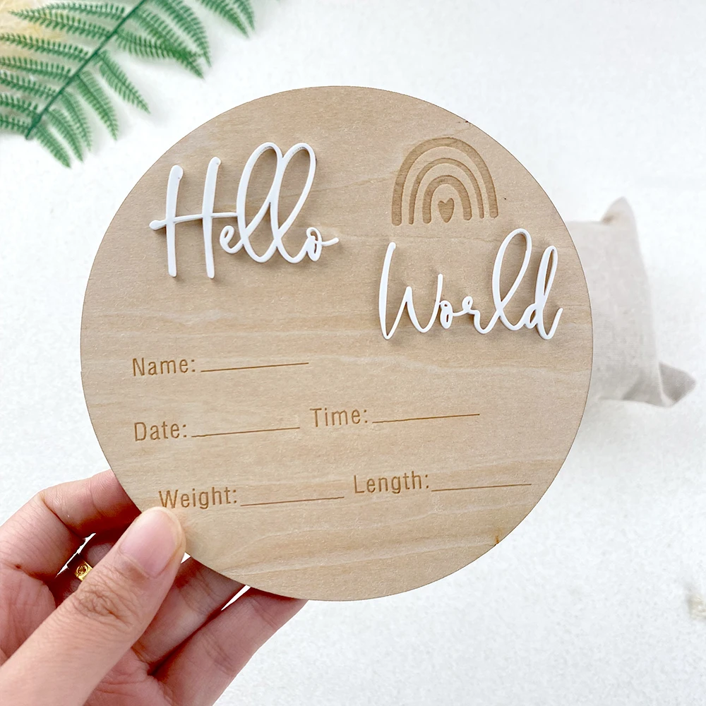 Birth Announcement Sign Newborn Hello World Birth Arrival Photo Prop Baby 3D Sign Baby Shower Gift Photography Props Birth Cards