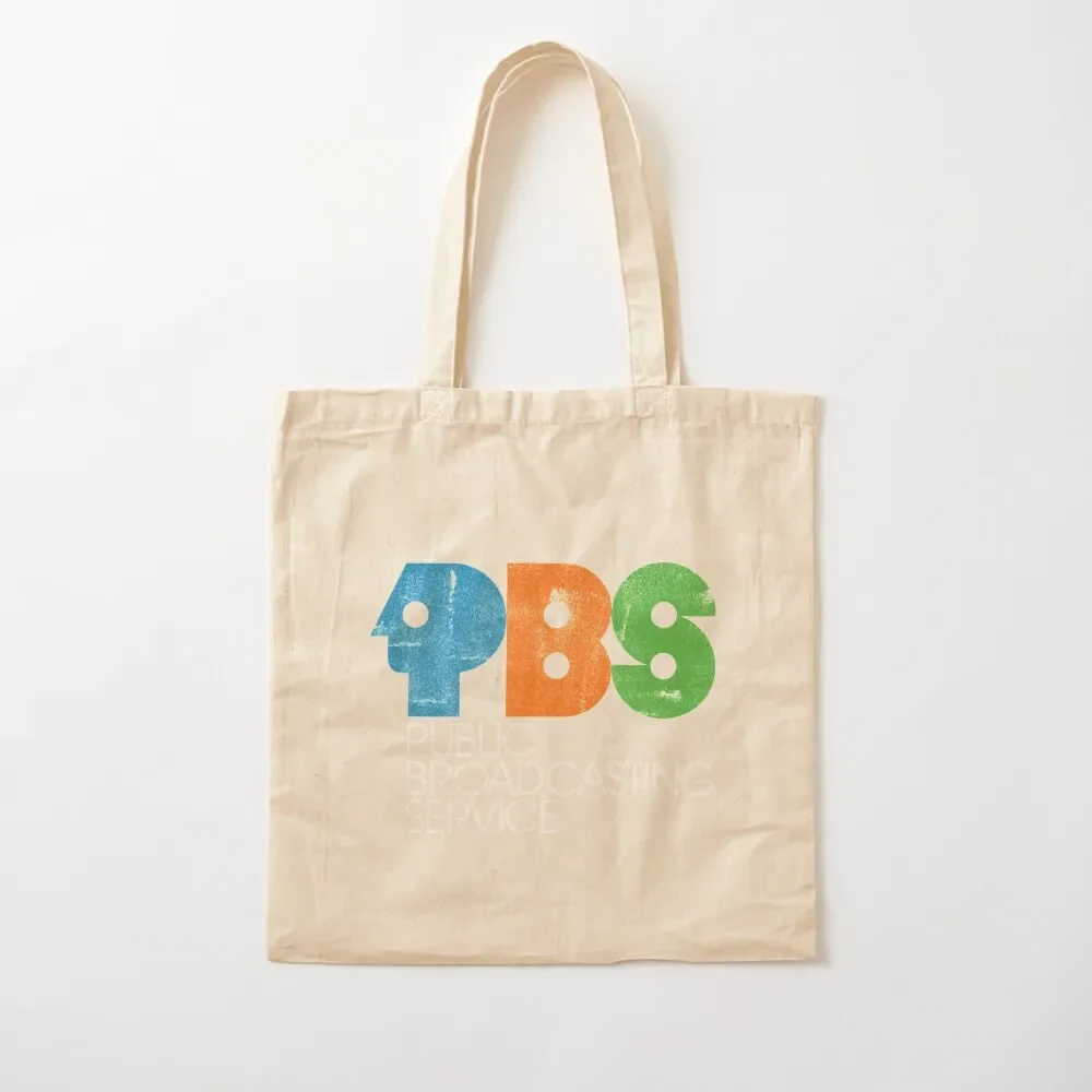

PBS Vintage Logo Distressed Tote Bag shopping cart bags sac pour femme Women's beach bags