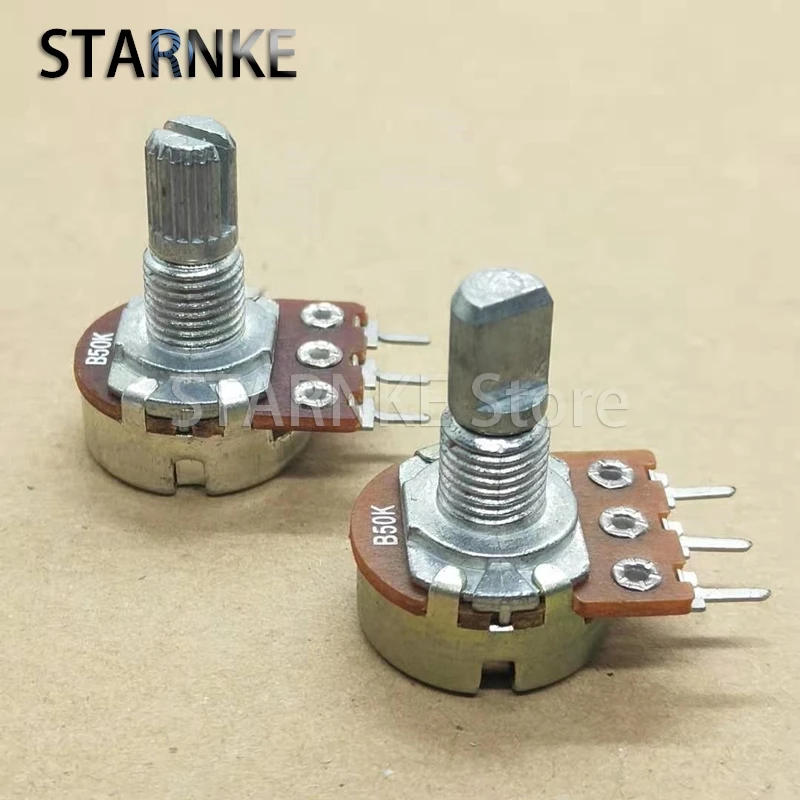 5PCS 148 Type Single 3Pins Potentiometer B50K Amplifier Audio Volume Adjustment Potentiometer Half Flower Shaft Length 15MM