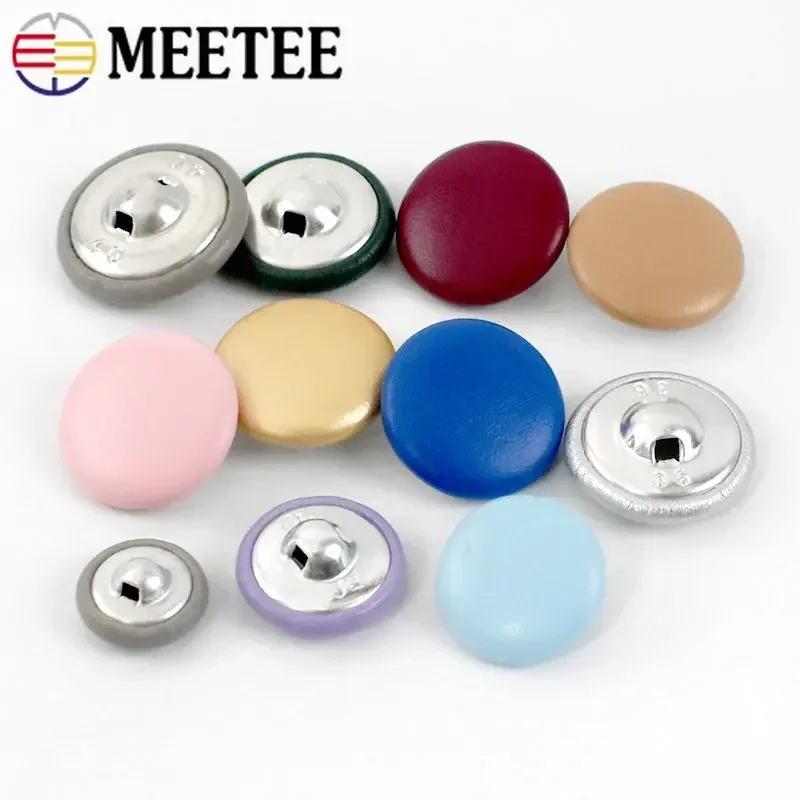 50Pcs Meetee 11-28mm Skórzany guzik Okrągłe guziki z trzpieniem Ozdoba kurtki Płaszcz Klamra Odzież Zapięcie do szycia Akcesoria