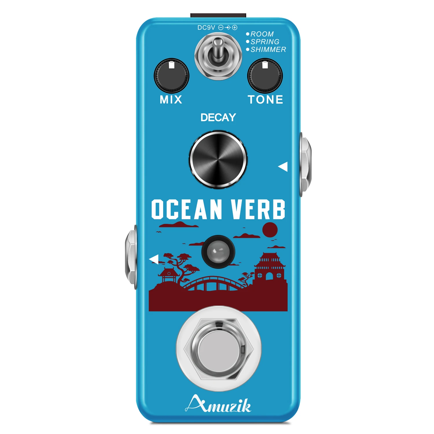 Amuzik LEF-3800 Digital Reverb Pedal Guitar Ocean Verb Pedal Room Spring Shimmer 3 Modes Wide Range With Storage Of Timbre Pedal