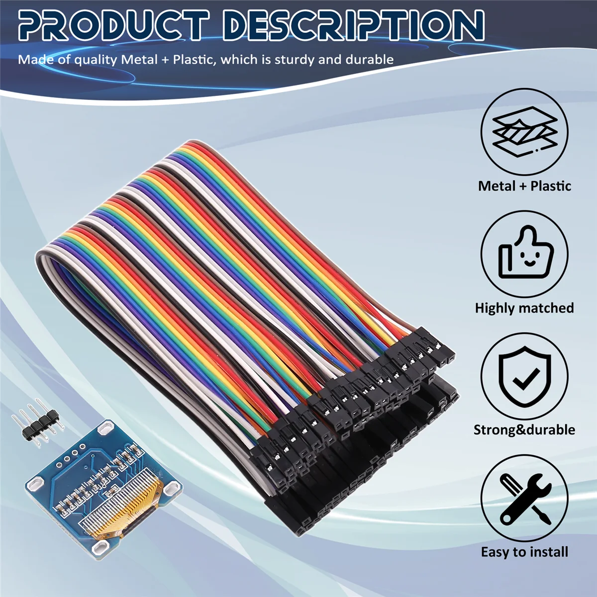 I2C OLED Display 0.96 Inch IIC Serial LCD LED Module SSD1306 128 64 for Arduino with 40 Pcs Dupont Wire