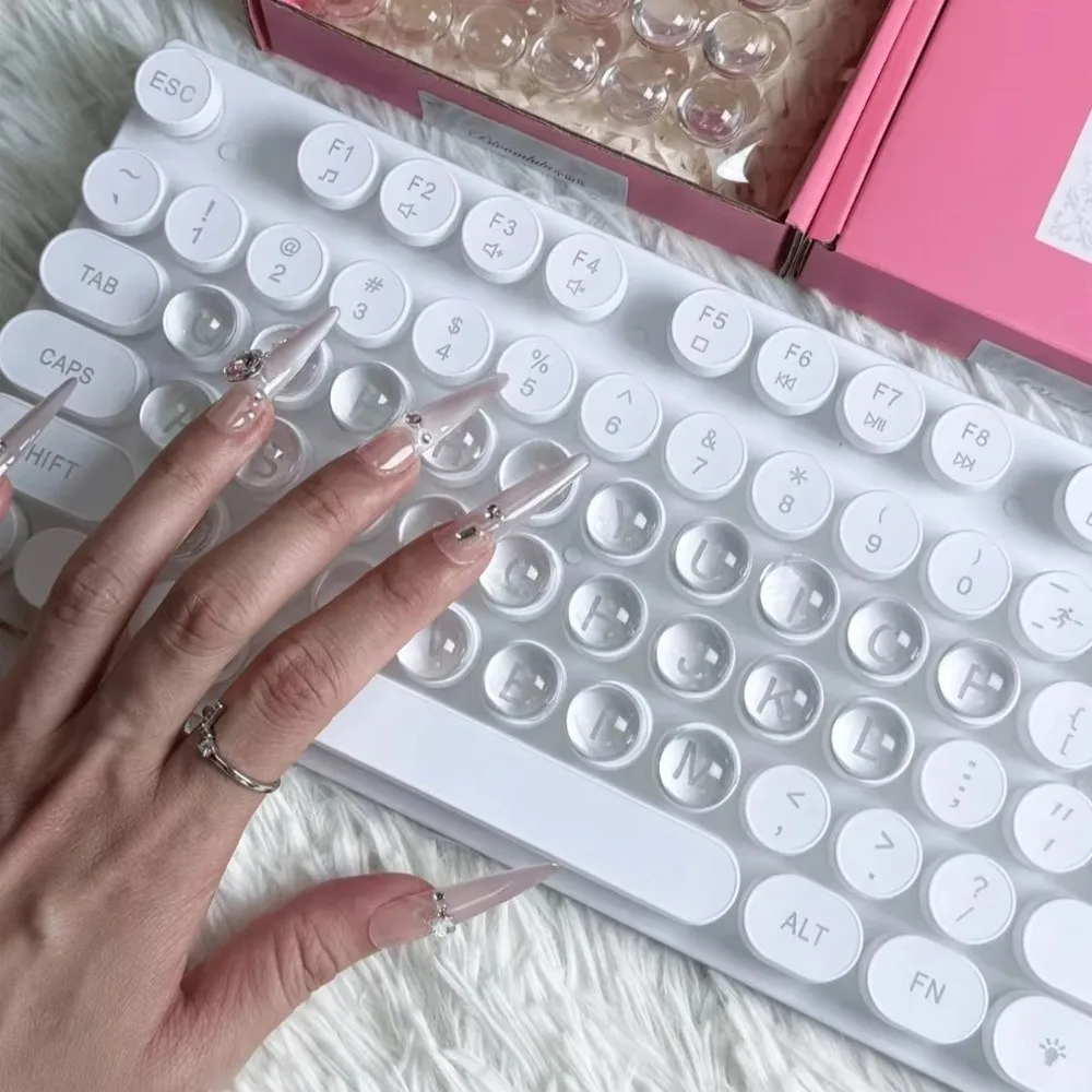 3D Clear Raised Keyboard Stickers Raised Pad Silicone Long Nails Keyboard Stickers Transparent Thick 3D Keyboard Stickers