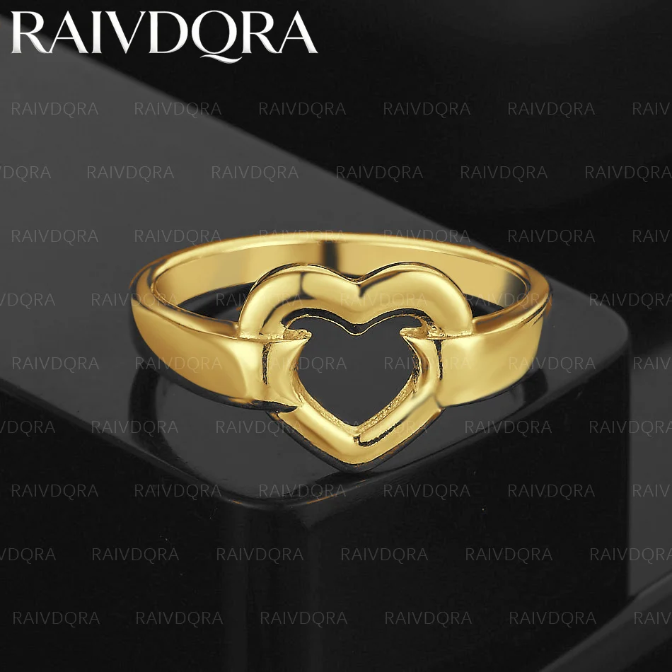 

18K Gold Plated Yellow Heart Ring For Women Fashion Jewelry Vintage Grace Charm Noble Party Birthday Gifts