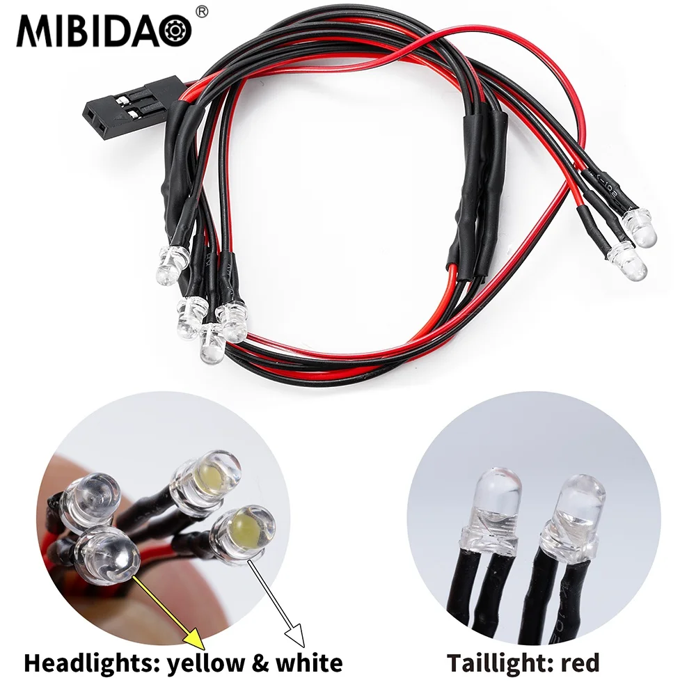MIBIDAO Resin LED Light Kit Headlight Taillight for 1/18 Redcat Ascent RC Crawler Upgrade Parts