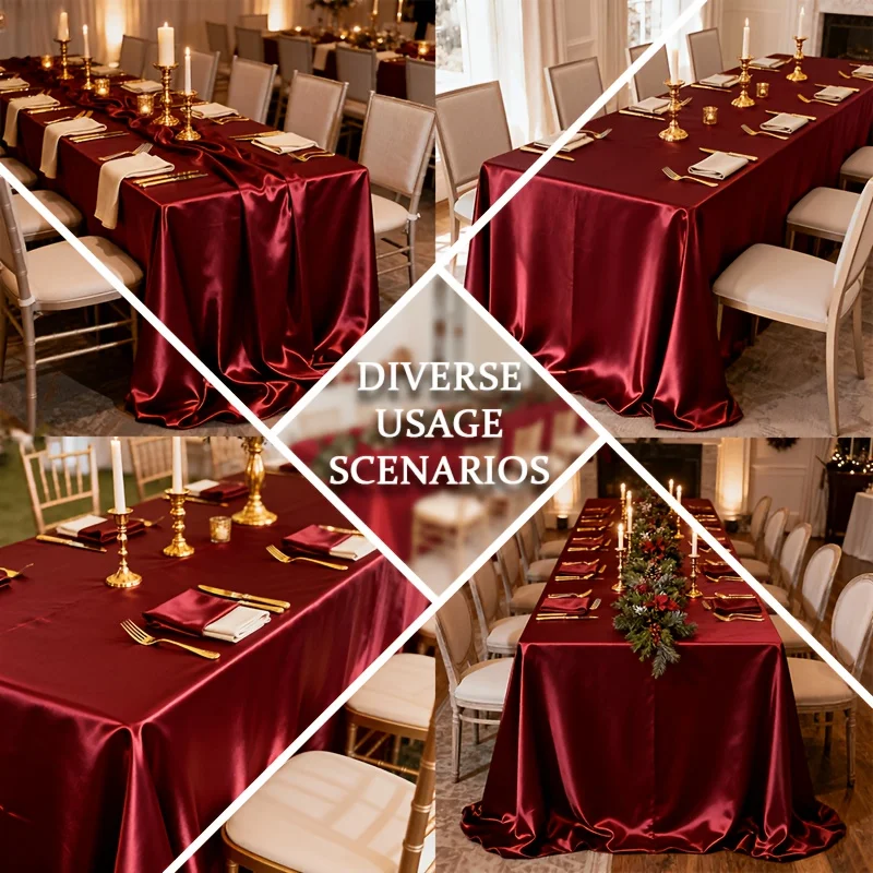 Champagner-Gold Satin-Tischdecke, Nordischer Stil Elegante Hochzeits-Tischabdeckung, Staubdicht, für Esszimmer, Geburtstagsfeier, Tischdekoration – Detail 9