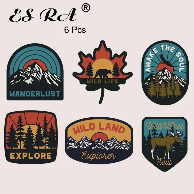 

6 Pcs/Set Of Outdoor Adventure Illustration Decals Travel Car Laptop Mobile Phone Luggage Stickers Waterproof PVC Pegatinas