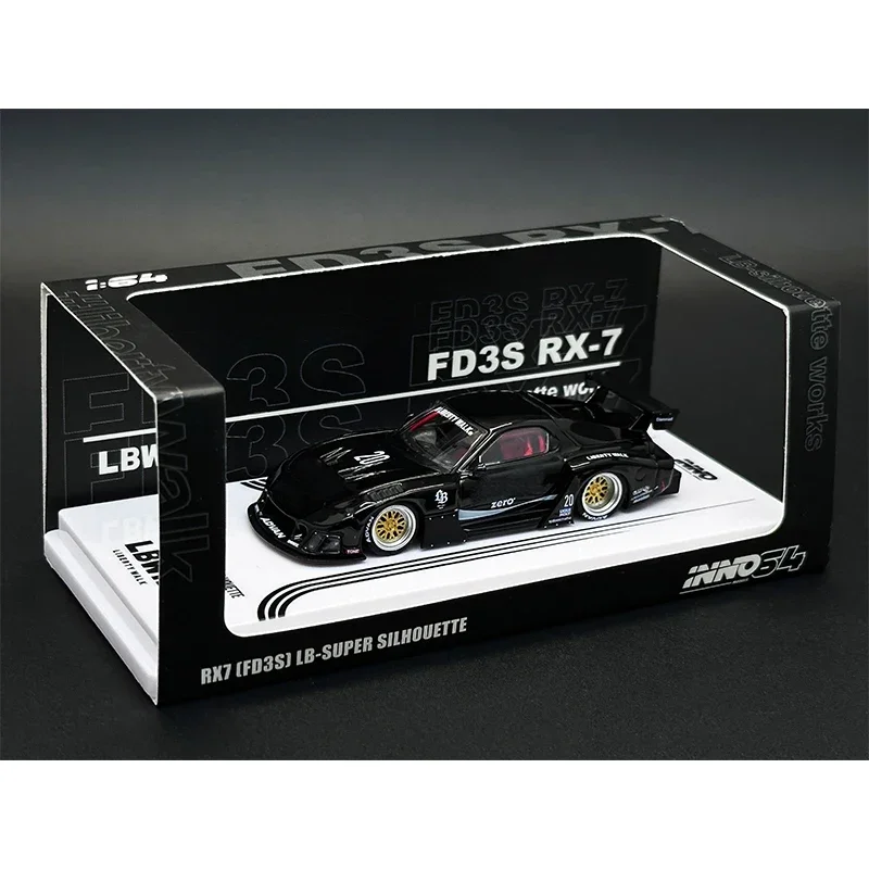 INNO 1:64 LBWK RX7 FD3S Super Silhouette Black Zero Diecast Diorama Car Model Collection Miniature Toys