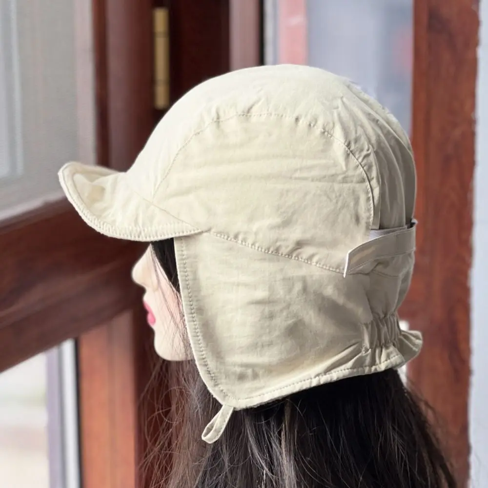 Japanese Retro Bomber Hat Windproof Ear Protection Velvet Pilot Hat Solid Color Lei Feng Hat Outdoor