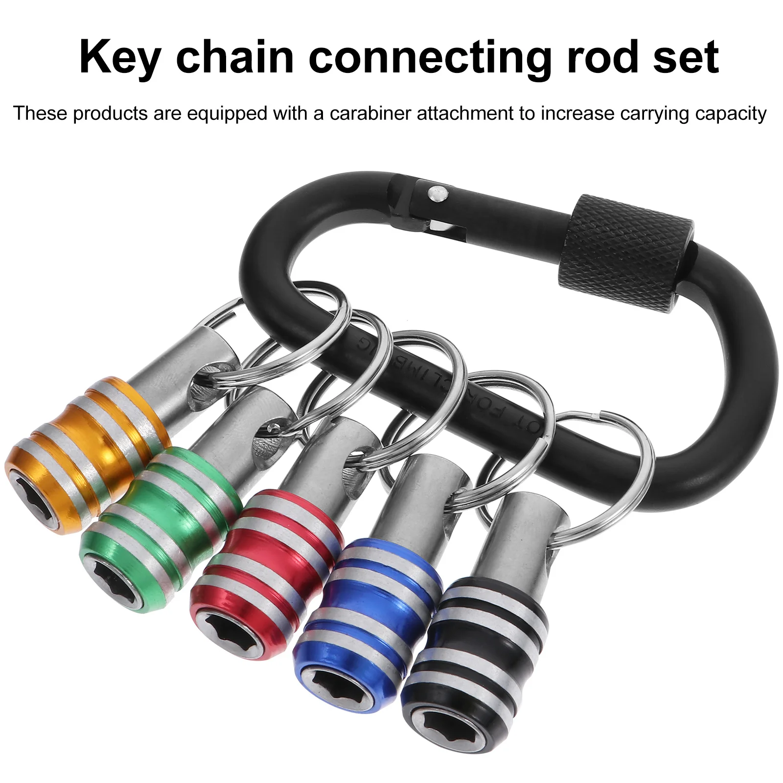 

5 pcs Stainless Steel Wear-Resistant Key Ring Extentors Carabiner Portable Bit Holder For Diy Tools Screwdriver Bits Organizer