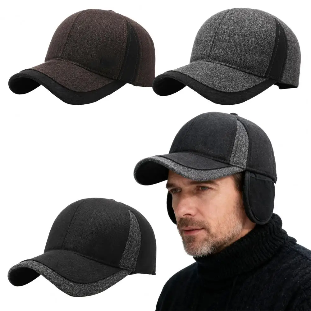 قبعة شتوية مقاومة للماء بلغت ذروتها قبعة بيسبول شتوية مع حماية أذن قابلة للتعديل لكبار السن في منتصف العمر للدفء