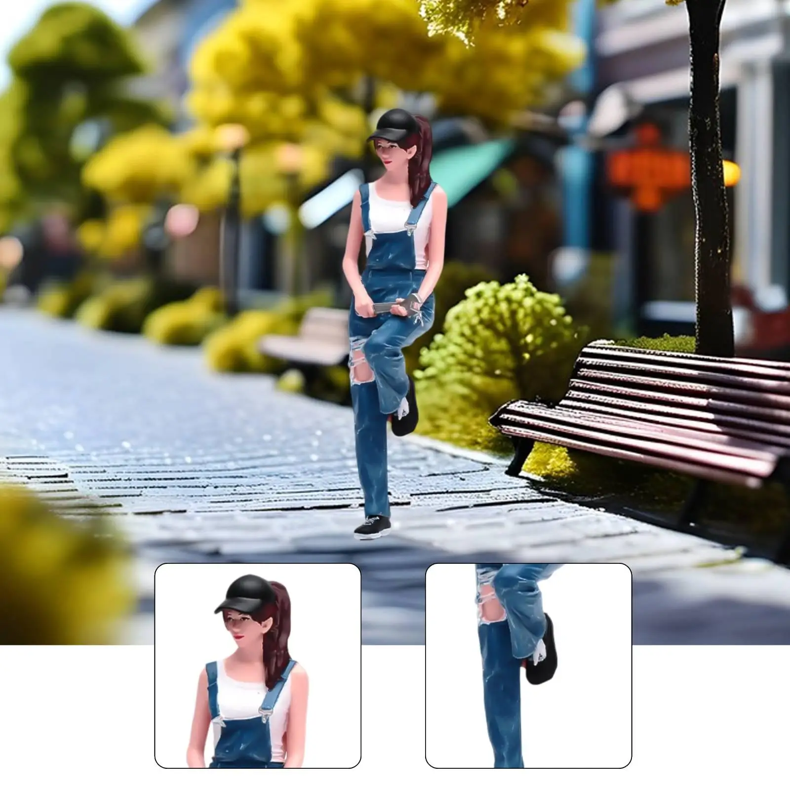 

1:24 Girl Mechanic Model Realistic Stimulated Photo Prop 3D Character Models Mini Female Auto Repair Specialist for Sand Table