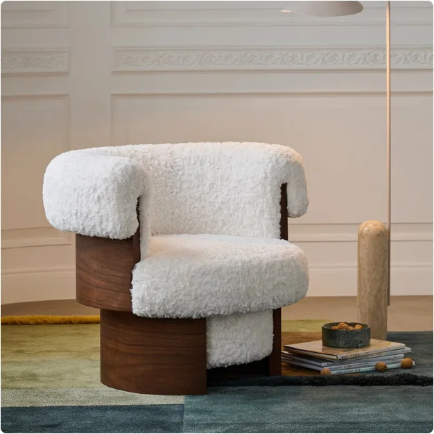 

Retro style lamb wool single sofa chair, suitable for living room, balcony, bedroom, designer leisure chair