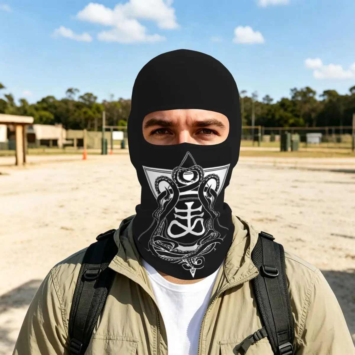 Satanic Cross Leviathan's Cross And Tentacles Thin Balaclava Full Face Mask Sun Protection Neck Gaiter For Motorcycle Outdoor
